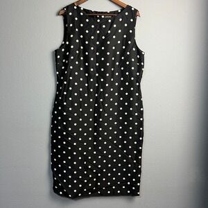 SHOMI‎ Black White Polka Dot 100% Silk Sleeveless Dress Career Party Sz 14